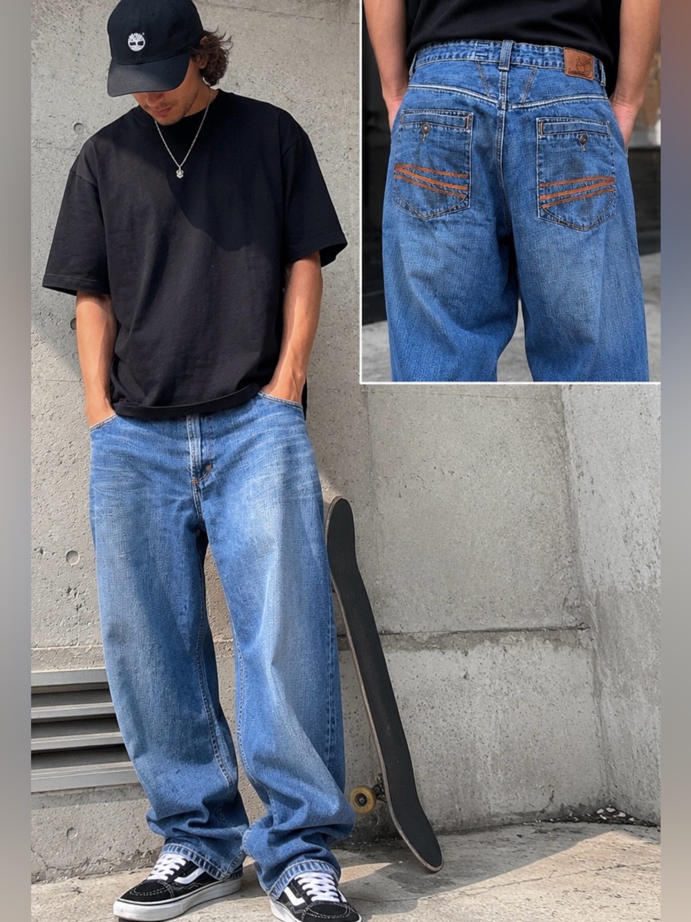 Vintage Y2K Timberland Baggy Jeans Men’s 40x30 Wide Leg Skater Streetwear Denim